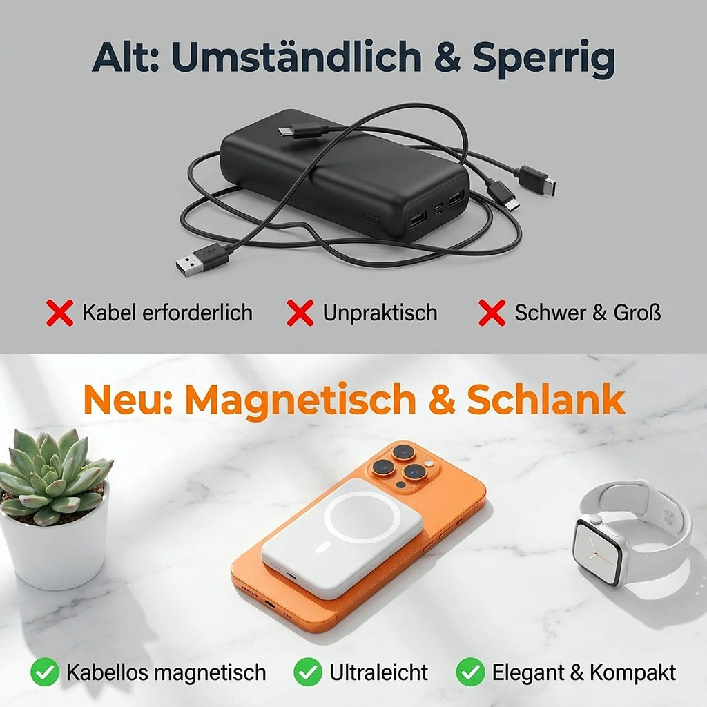 Magnetische Powerbank 5000 mAh – unterwegs