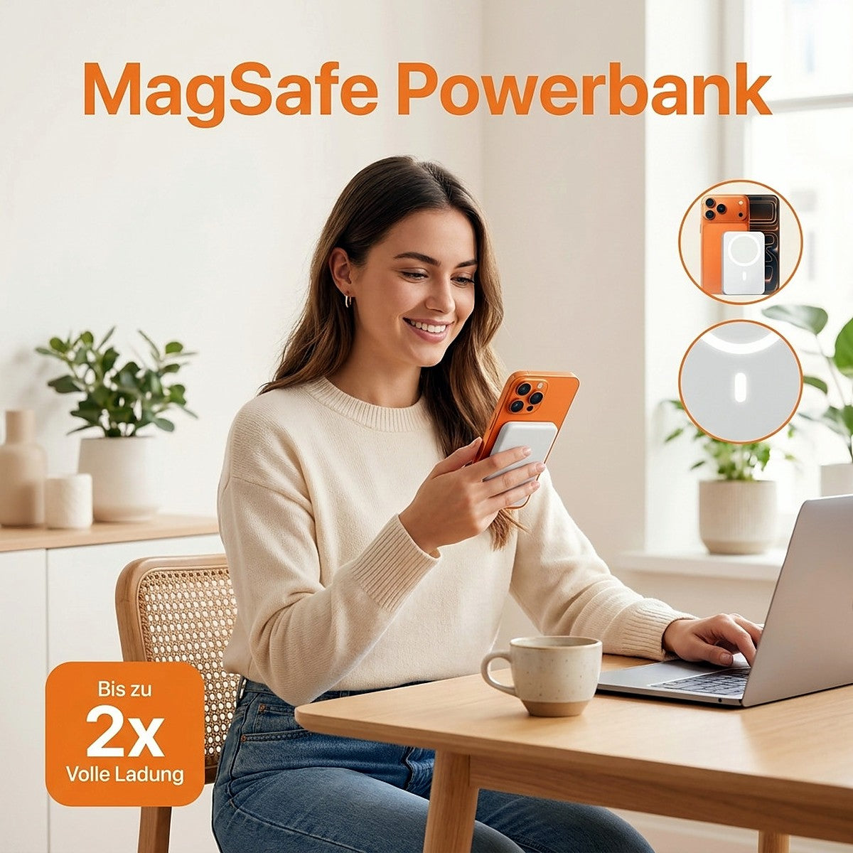 Magnetische Powerbank 5000 mAh – kompakt für die Tasche